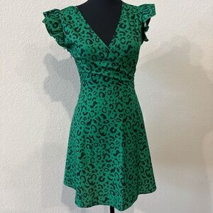 Green Leopard Print Dress